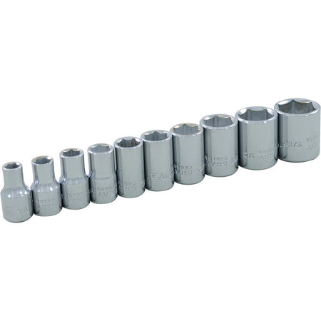 GRAY GT-15010 - 10 Piece 1/4" Drive 6 Point SAE Standard Socket Set
