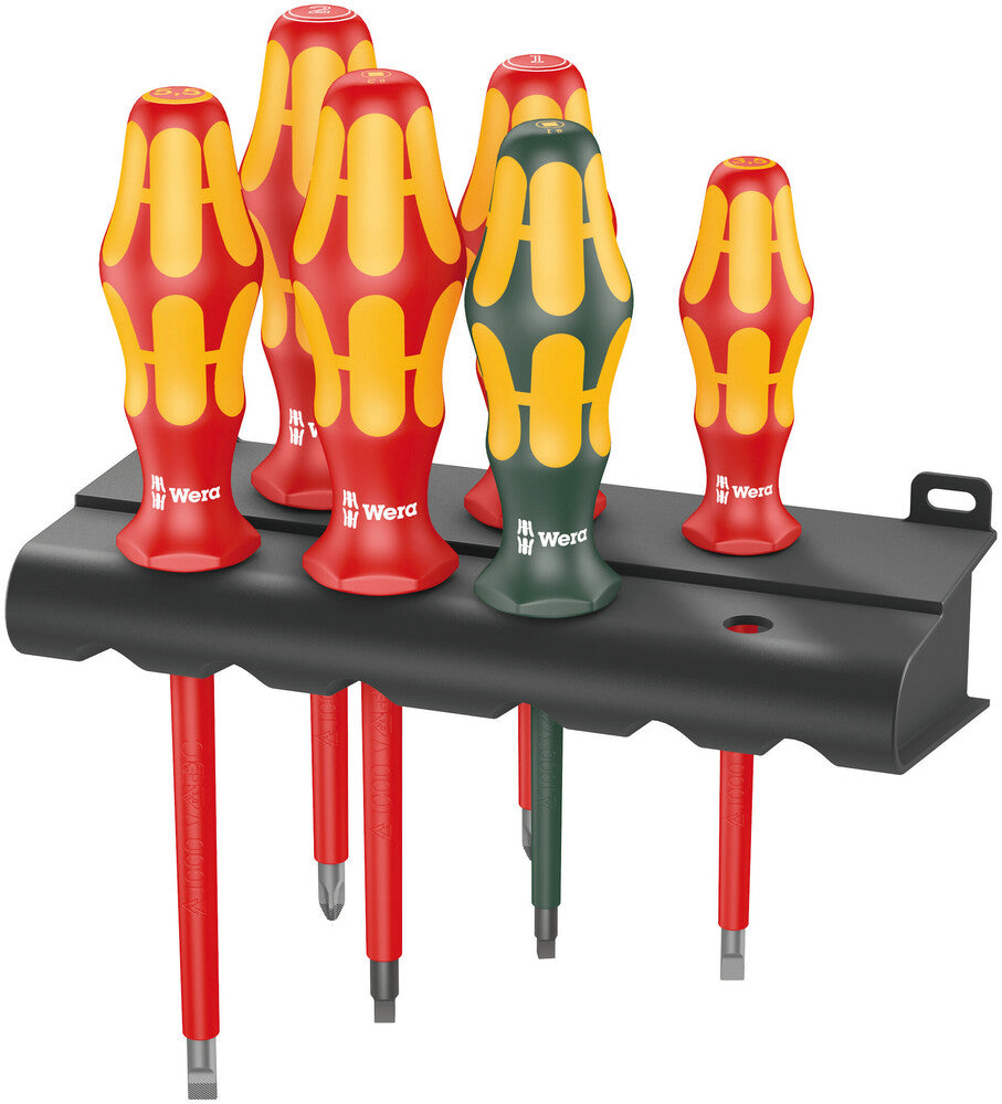 Wera 347777  -  VDE Insulated Slotted/Phillips/Square Screwdriver Set + Rack