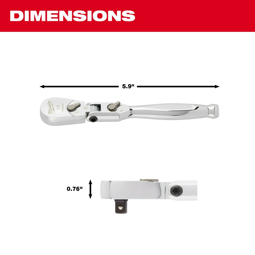 Milwaukee 48-22-9007 - 1/4" Drive 6" Flex Head Ratchet