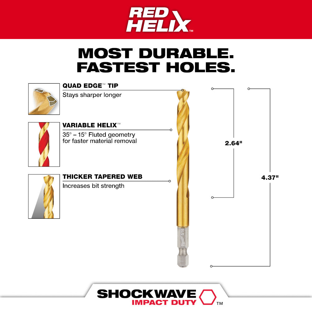 Milwaukee 48-89-4624 - 27/64 in. Titanium SHOCKWAVE™ Drill Bit