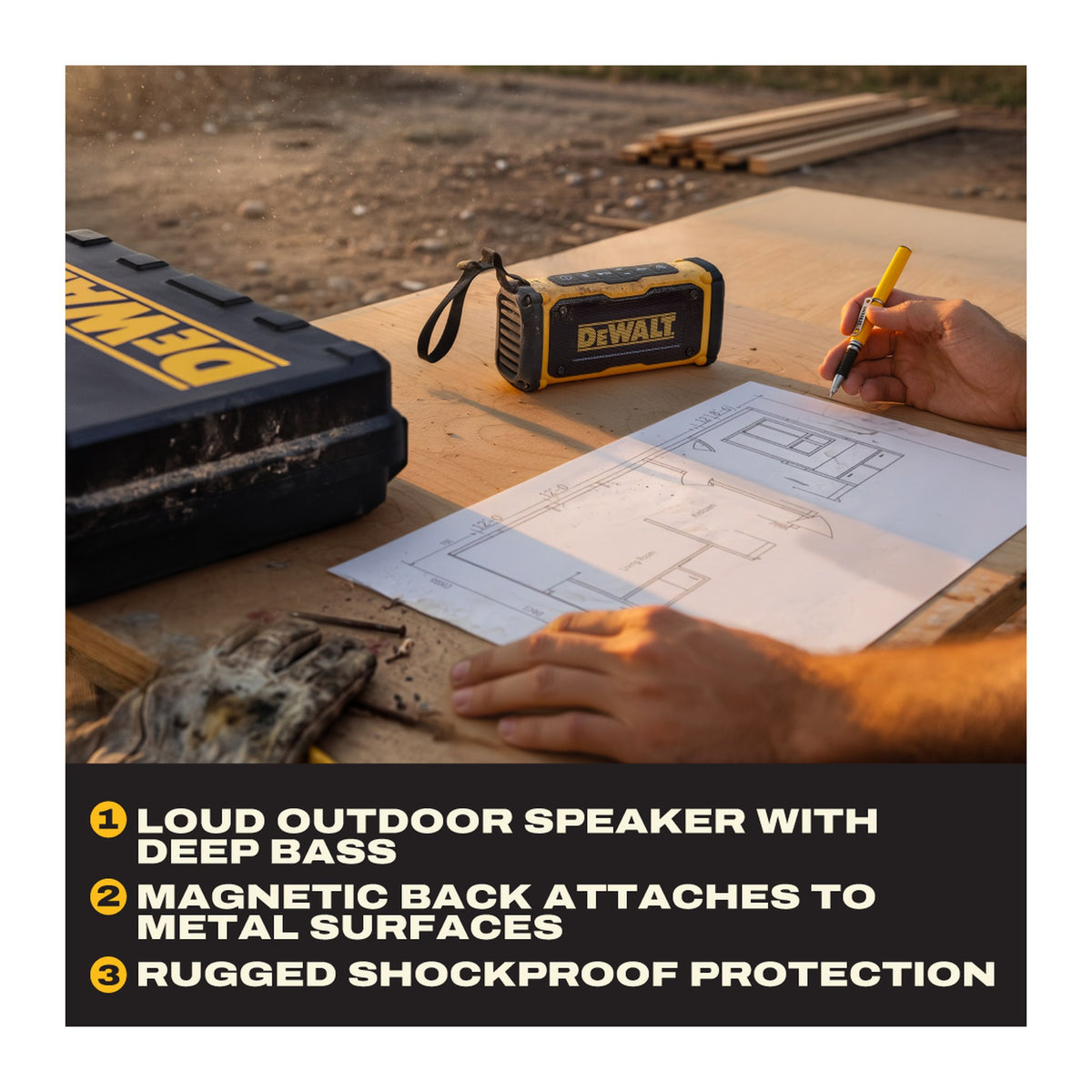 DEWALT ToughSound Pro speaker - loud outdoor speaker