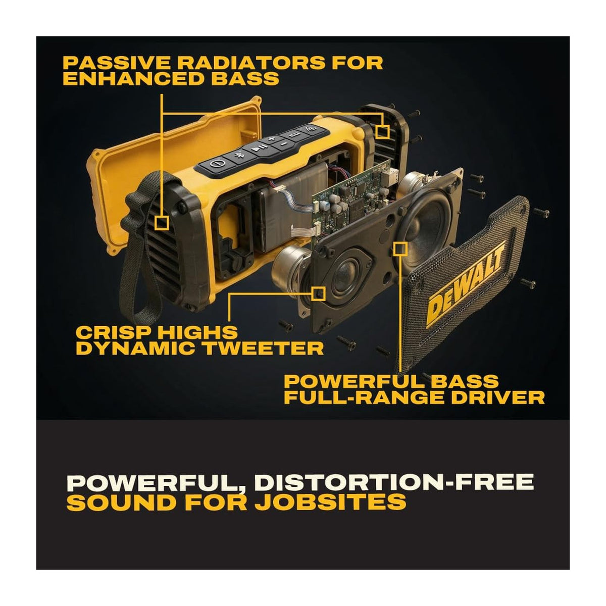 DEWALT ToughSound Pro speaker - drivers and passive radiators