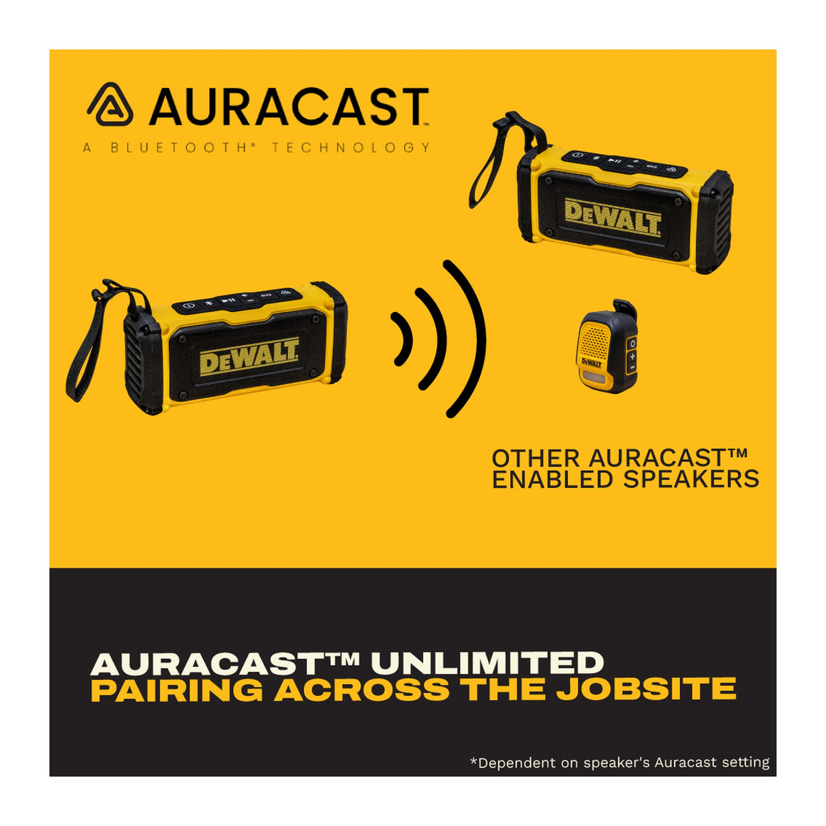 DEWALT ToughSound Pro speaker - Auracast multi-speaker linking