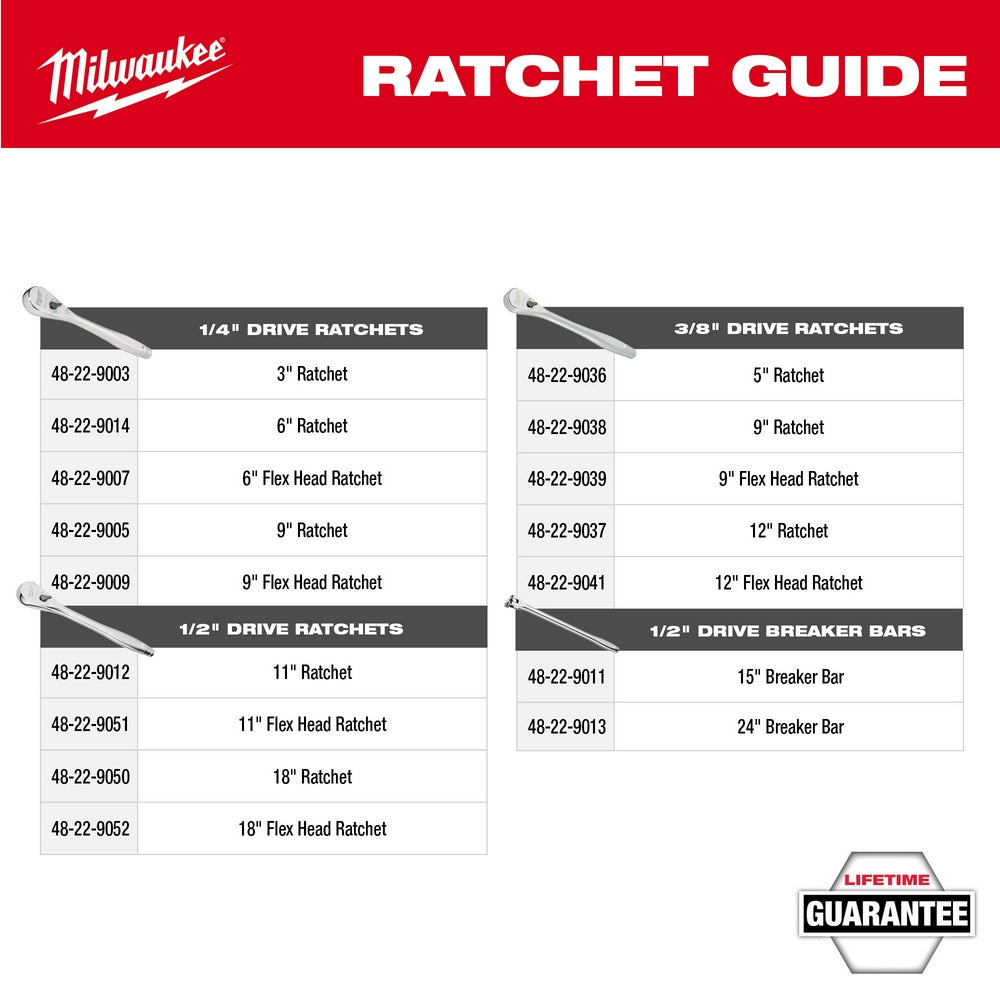 Milwaukee 48-22-9007 - 1/4" Drive 6" Flex Head Ratchet