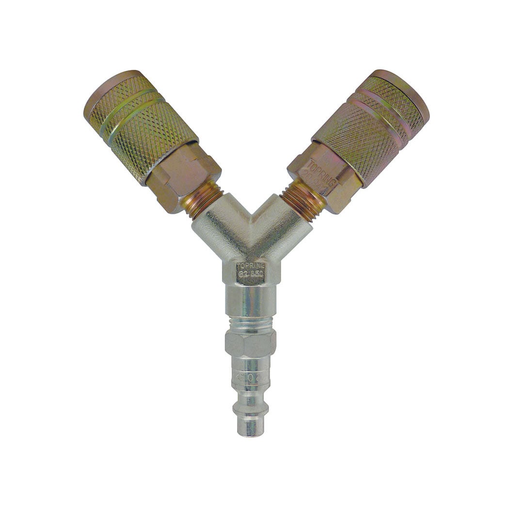 TOPRING 20.702C - 2-Way Brass Air Splitter With 1/4 Industrial Quick Couplers MAXQUIK