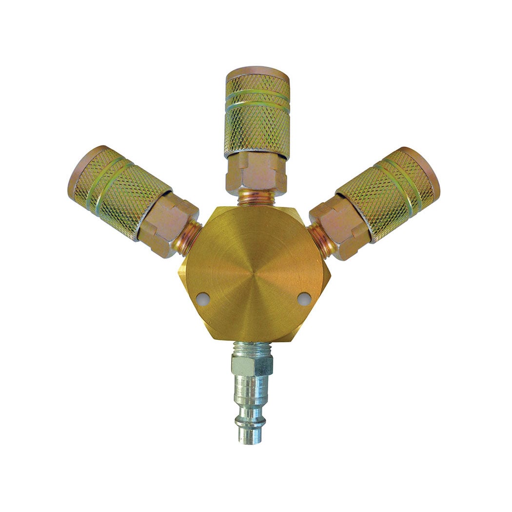 TOPRING 20.703C - 3-Way Brass Air Splitter With 3 1/4 Industrial Quick Couplers MAXQUIK
