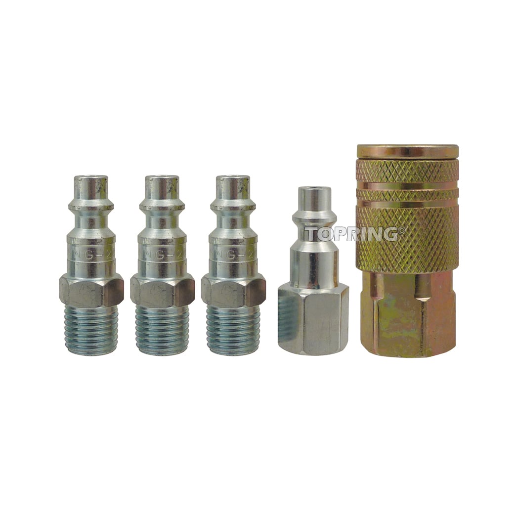 TOPRING 20.712C - 1/4 Industrial Kit With 1/4 (F) NPT Steel Quick Coupler and 4 Coupler Plugs MAXQUIK