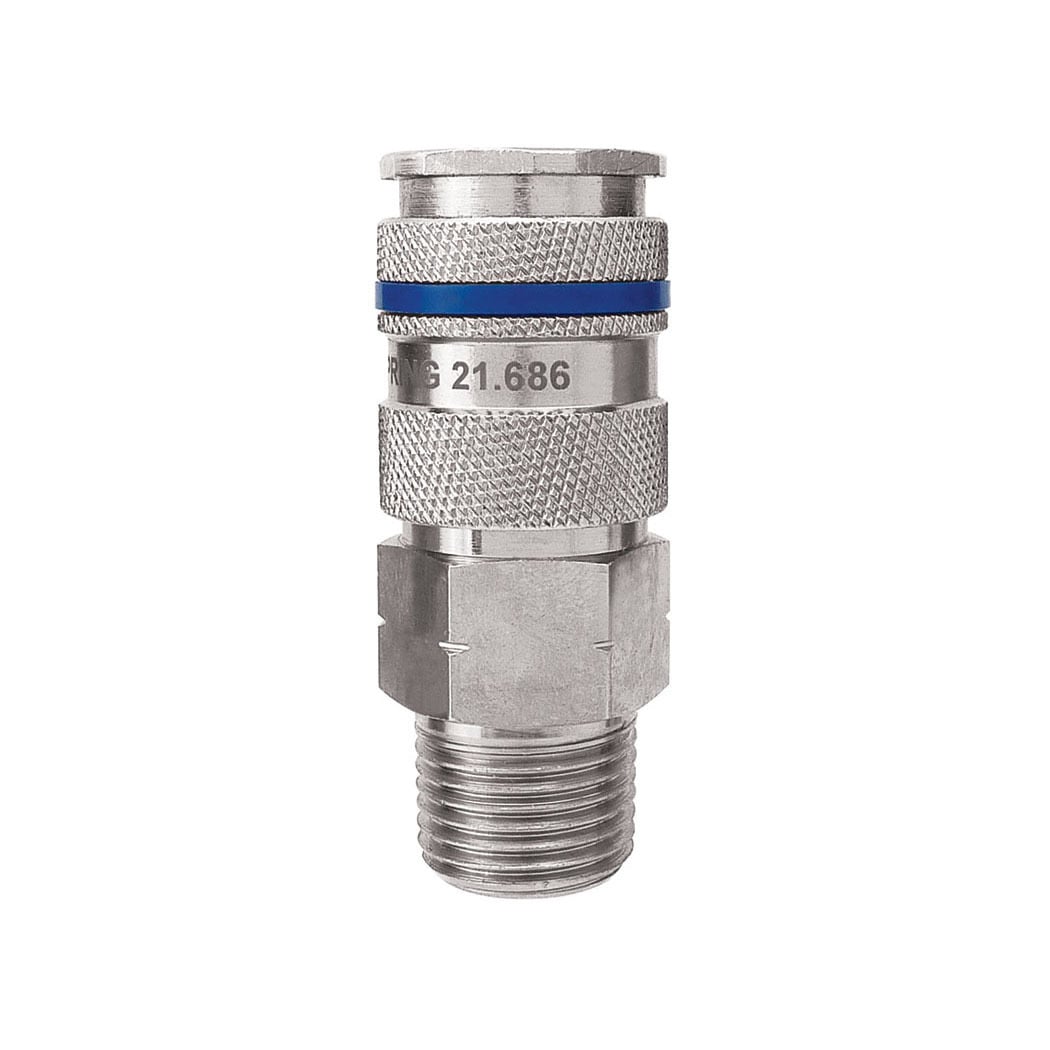 TOPRING 21.686 - 3/8 Industrial Brass Quick Coupler 1/2 (M) NPT QUIKSILVER