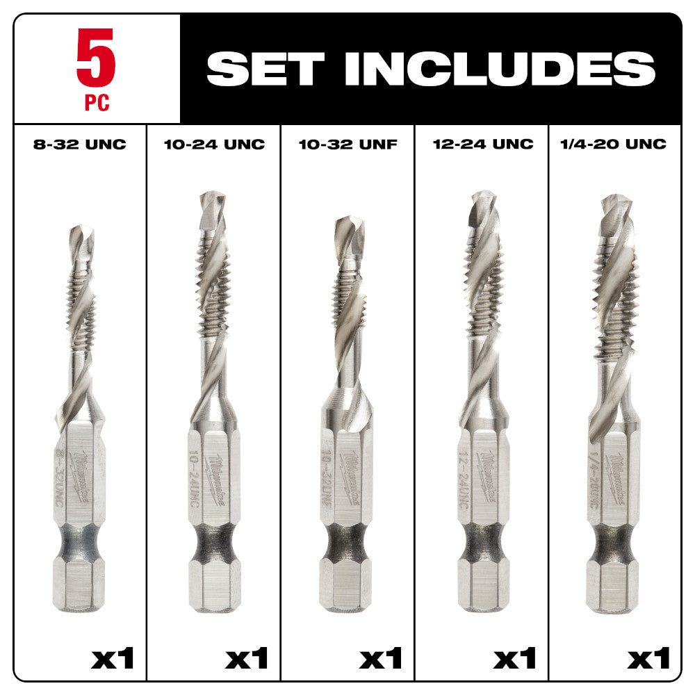 Milwaukee 48-89-4874 - SHOCKWAVE™ 5 Pc. SAE Impact Drill Tap Set