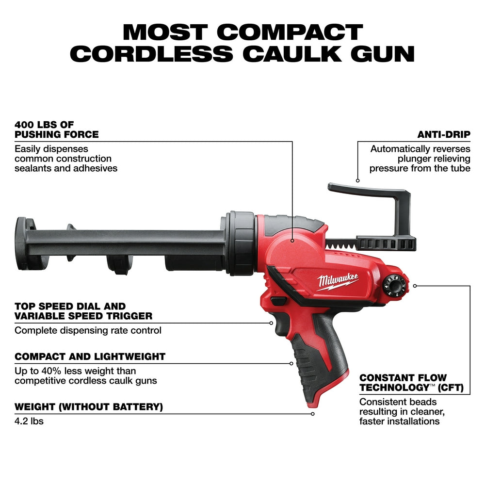 Pistolet à calfeutrer Milwaukee 2441-20 - M12™ 10 oz