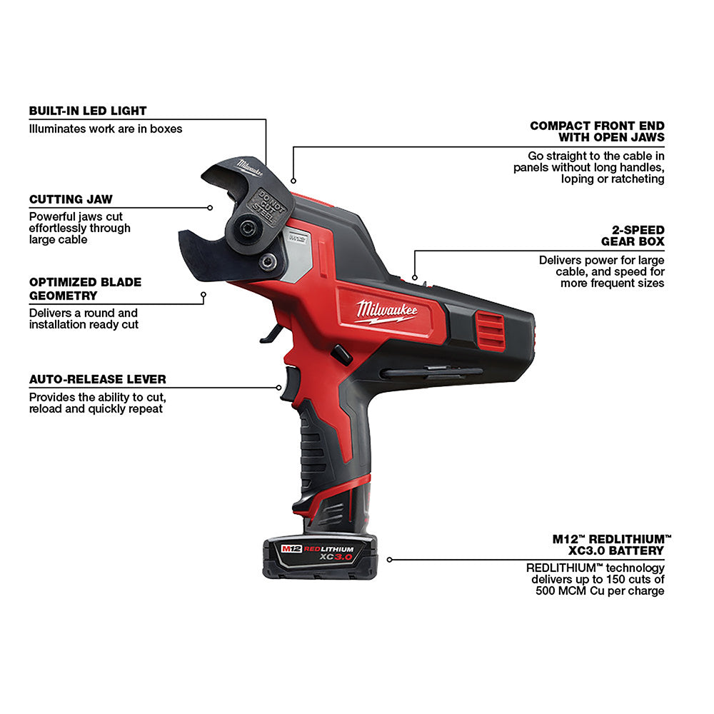 Milwaukee 2472-21XC - Kit coupe-câble M12™ 600 MCM