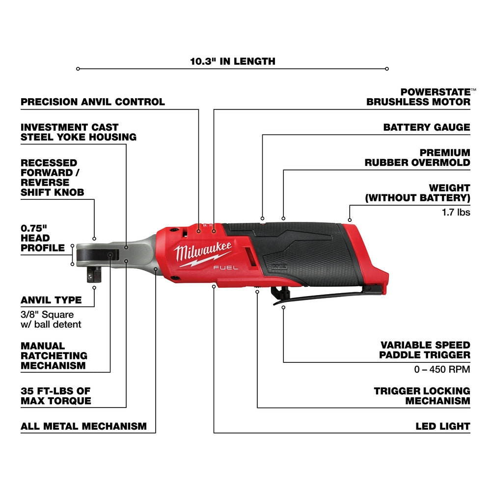 Milwaukee 2567-20 - M12 FUEL™ 3/8" High Speed Ratchet