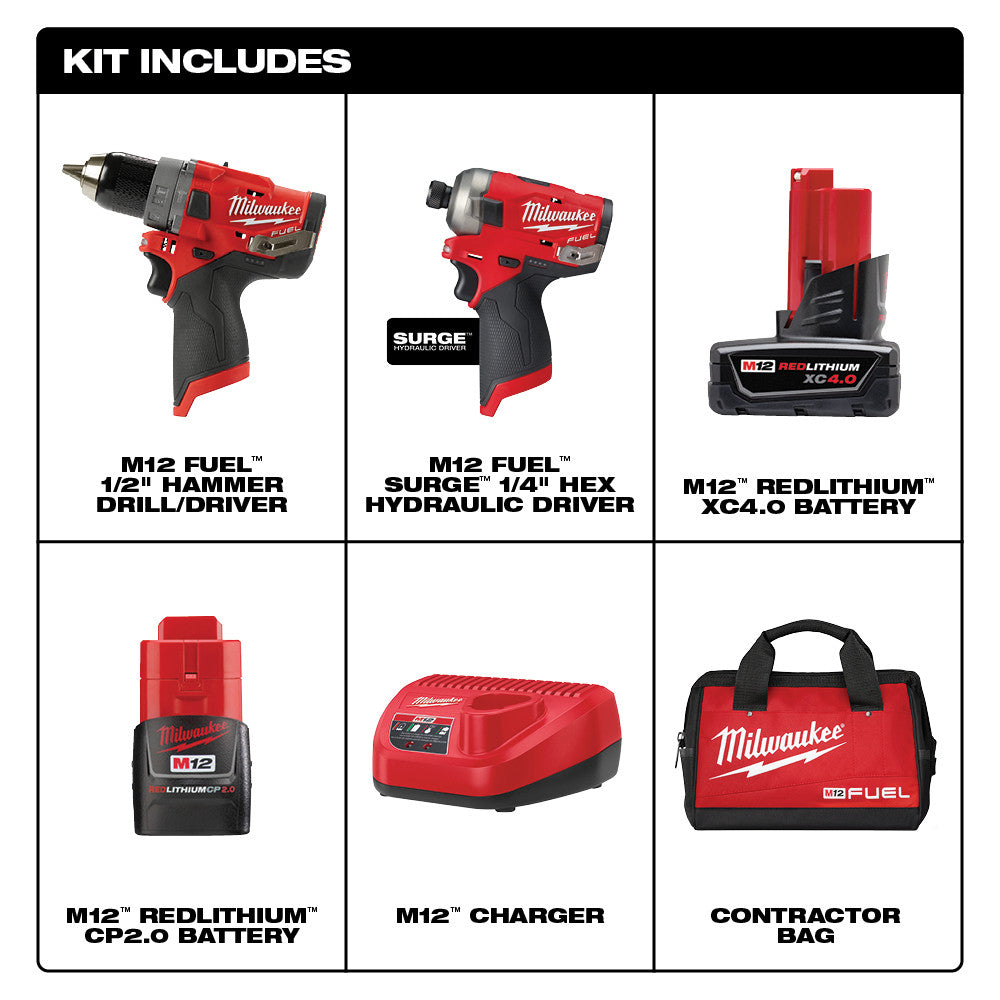 Milwaukee 2582-22 - Kit combiné 2 pièces pour disque dur M12 FUEL™ SURGE™ 