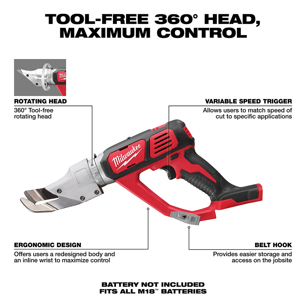 Milwaukee 2637-20 - M18™ Cordless 18 Gauge Single Cut Shear