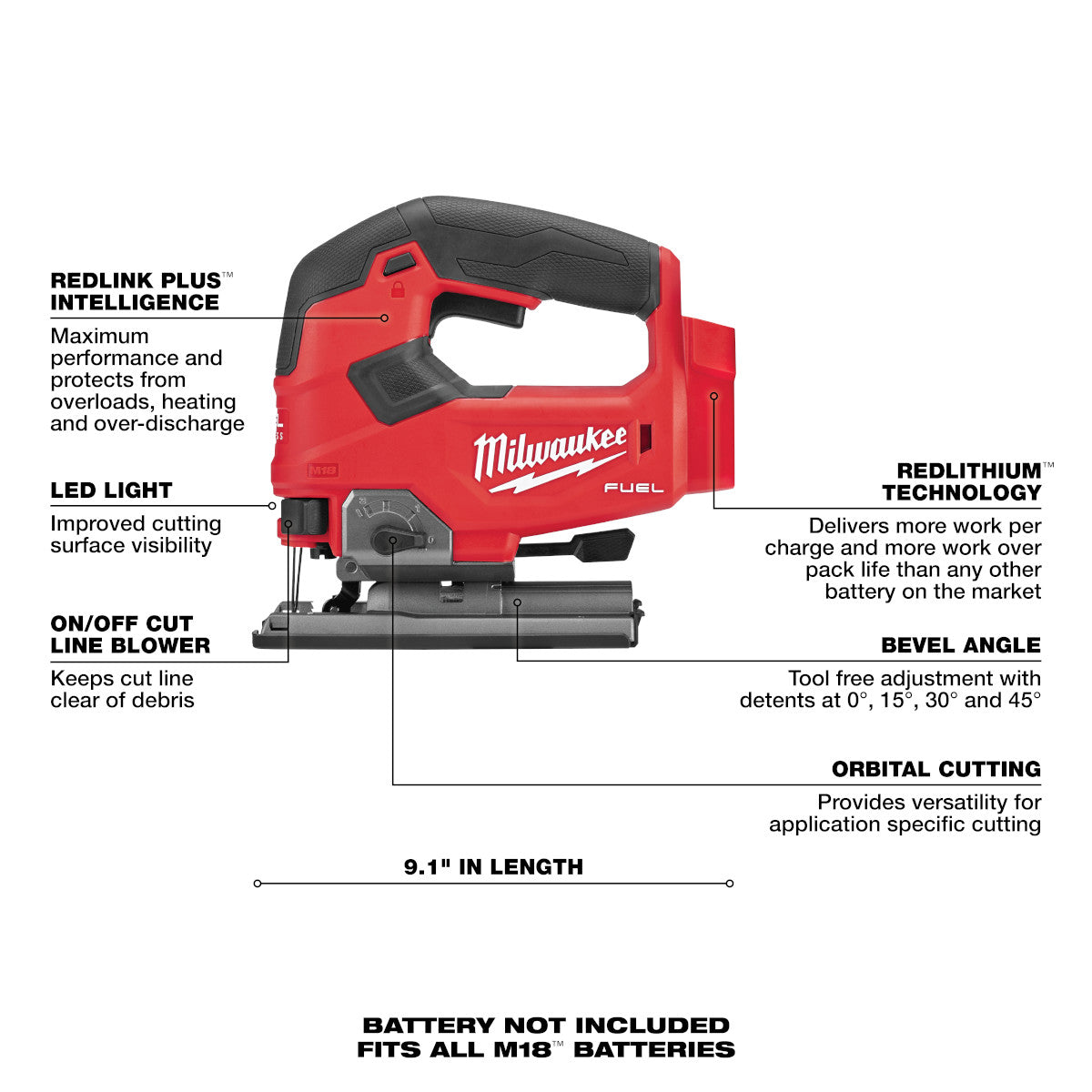 Milwaukee 2737-20  -  M18 FUEL D-Handle Jig Saw ( TOOL ONLY)