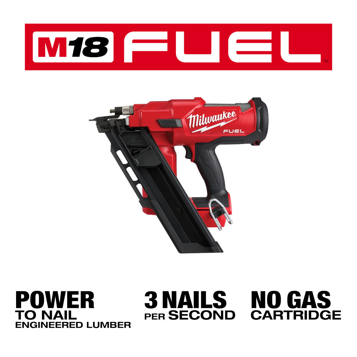 Milwaukee 2745-20 - M18 FUEL™ 30 Degree Framing Nailer (Tool ONLY)