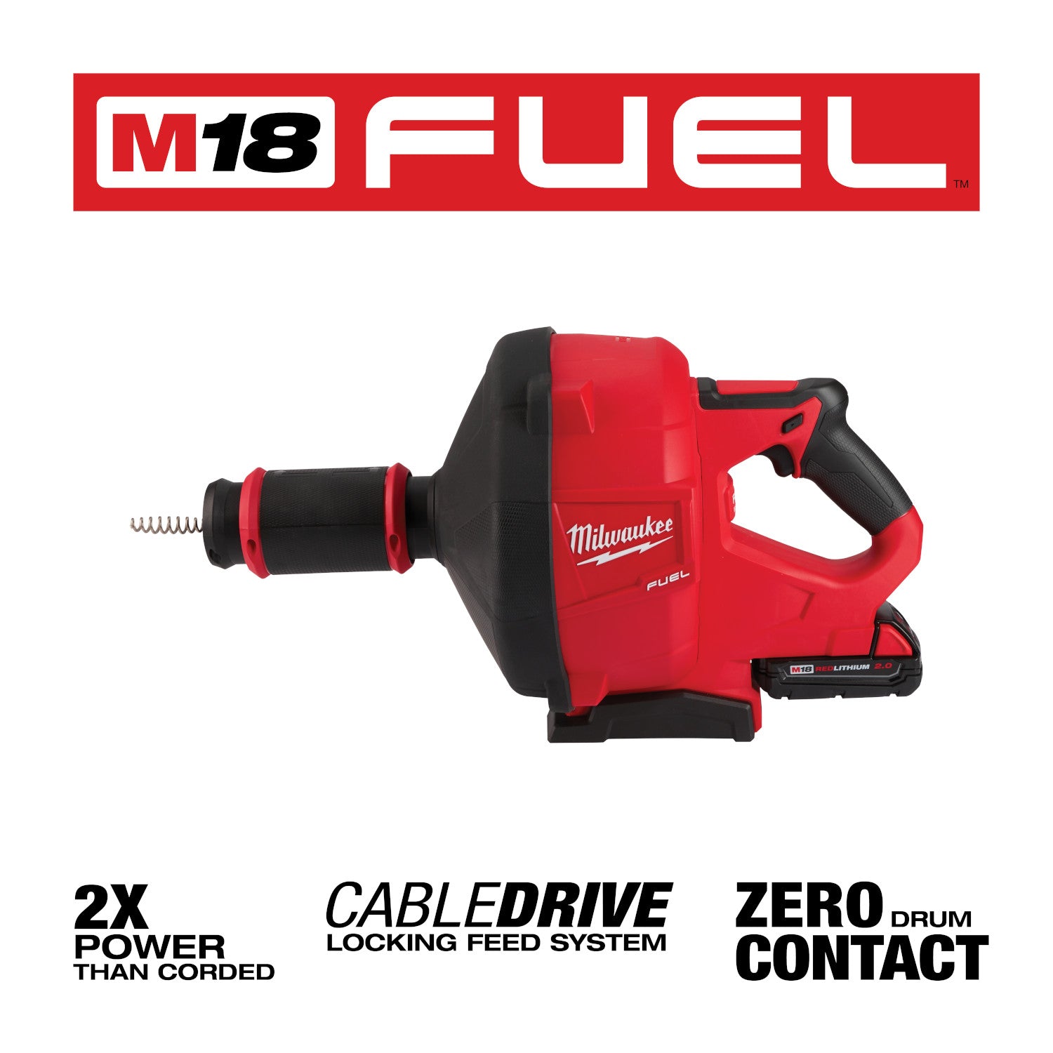 Milwaukee 2772A-21 - M18 FUEL™ Drain Snake w/ CABLE DRIVE™ with 5/16” Cable