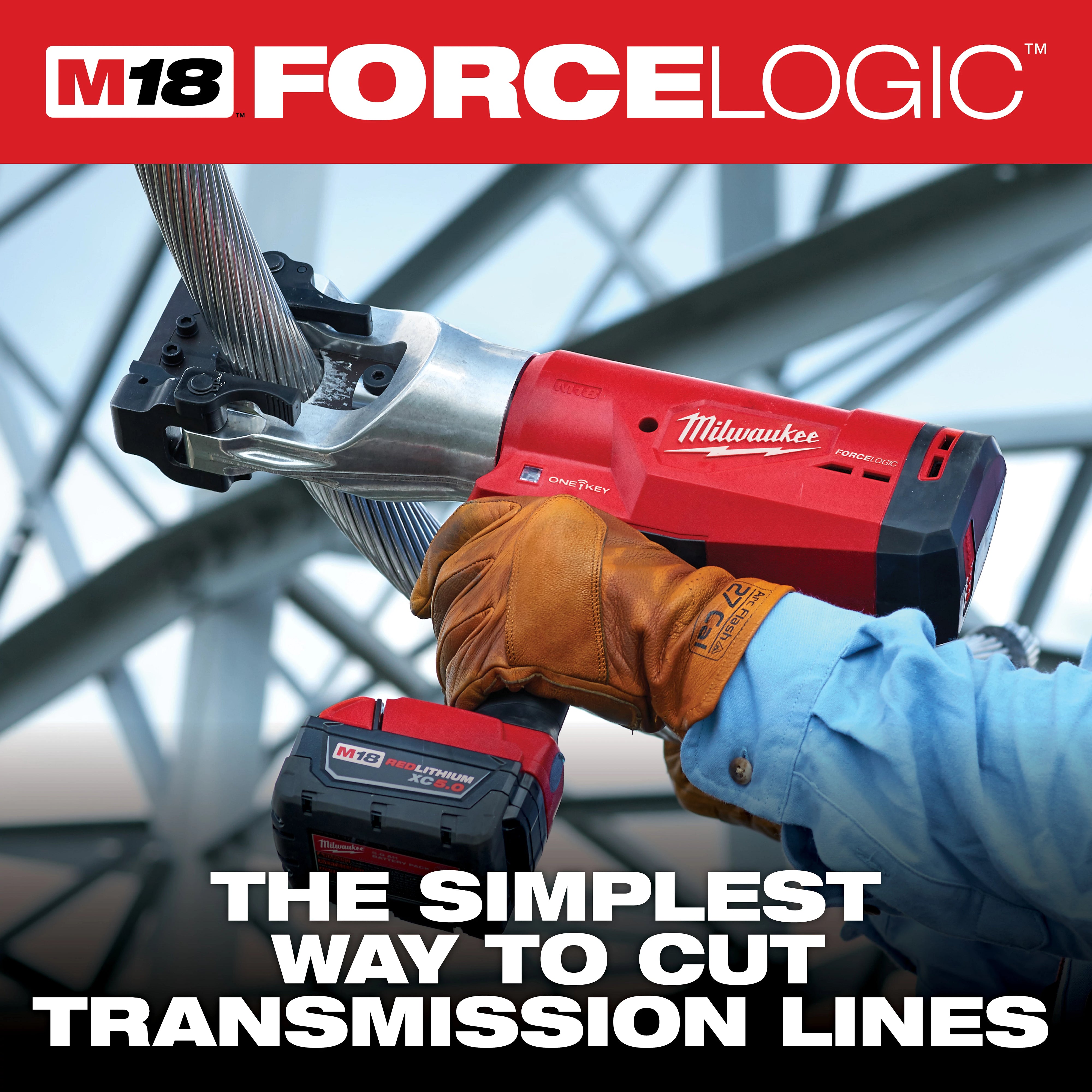 Milwaukee 2777-20 in use for transmission line cutting