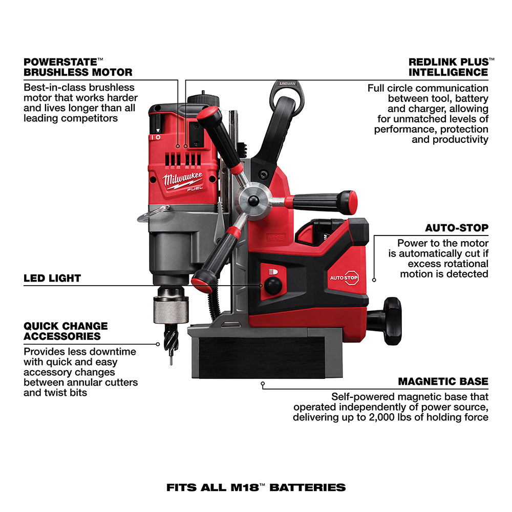 Milwaukee 2788-22HD - Kit de perceuse magnétique pour monteur de lignes M18 FUEL™ 1-1/2"