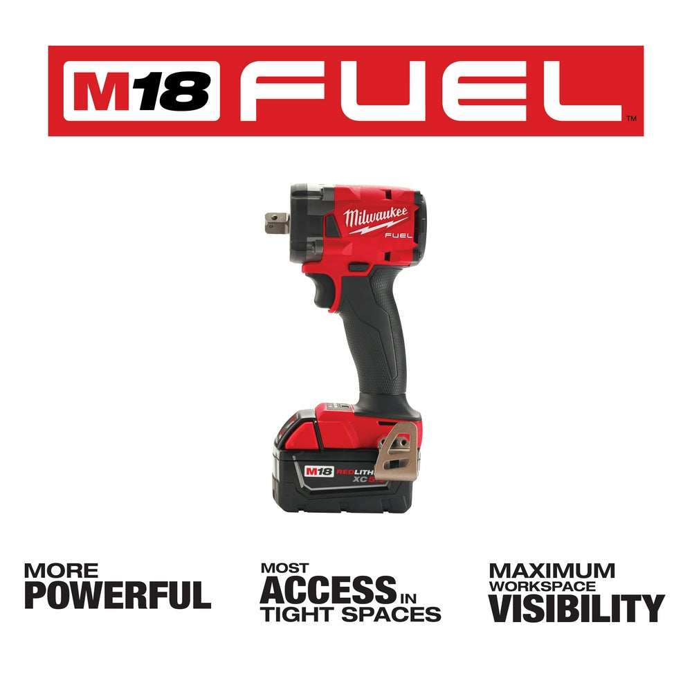 Clé à chocs compacte Milwaukee 2855P-22R M18 FUEL™ 1/2" avec kit de verrouillage à goupille