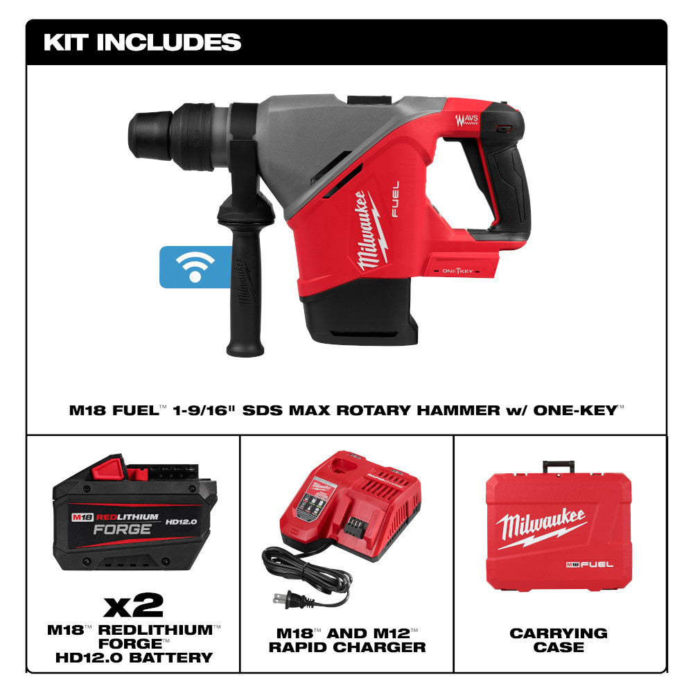 Milwaukee 2917-22HD M18 FUEL 1-9/16" SDS Max Rotary Hammer w/ ONE-KEY Kit