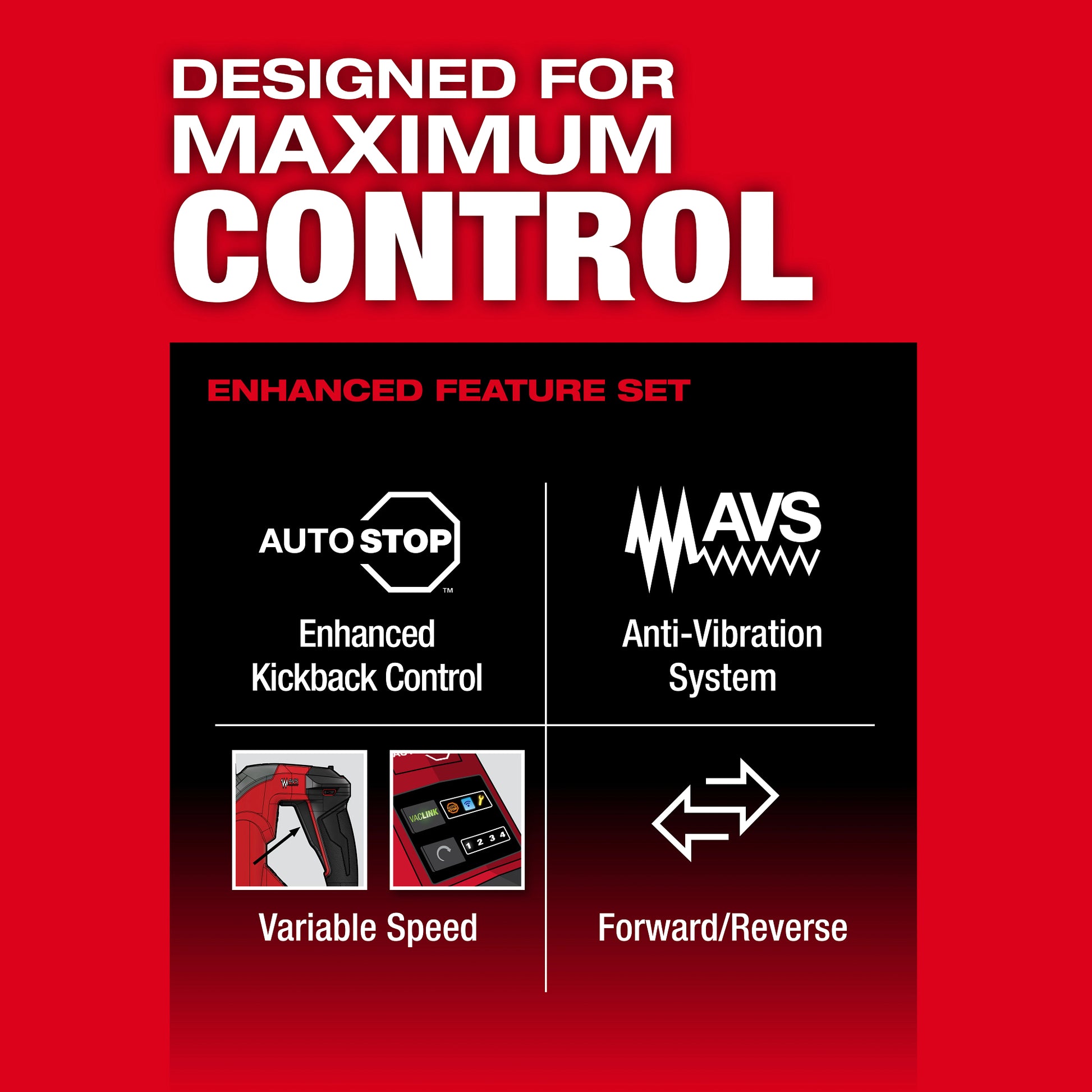 Milwaukee 2918-20 AUTOSTOP Kickback Control Technology
