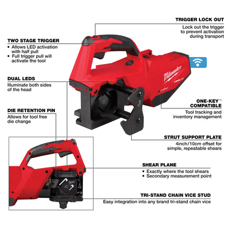 Milwaukee 2933-20 M18 FORCE LOGIC Single Channel Strut Shear - Profile View