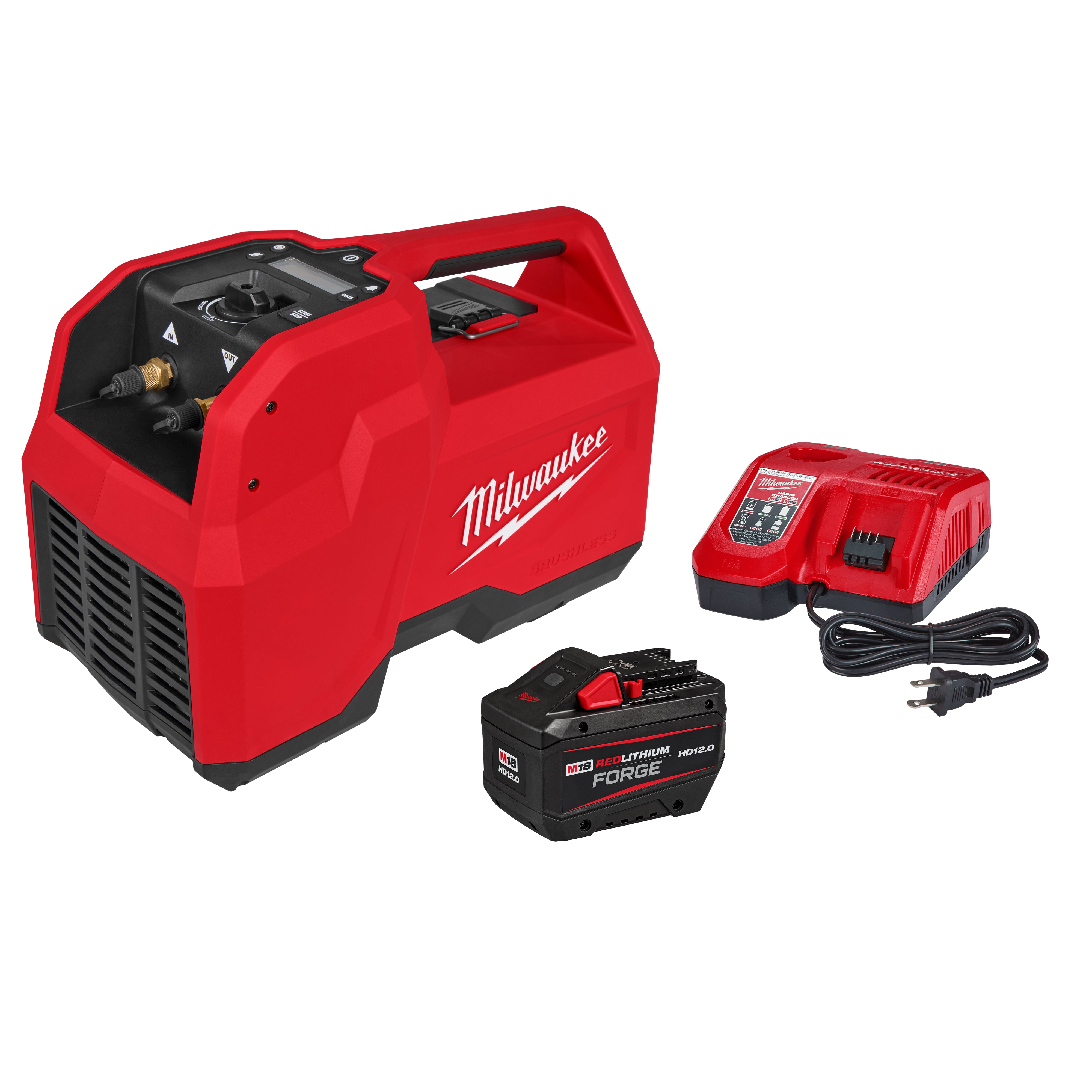 Milwaukee 2938-21 M18 Brushless Refrigerant Recovery Machine Kit with Forge 12.0Ah Battery