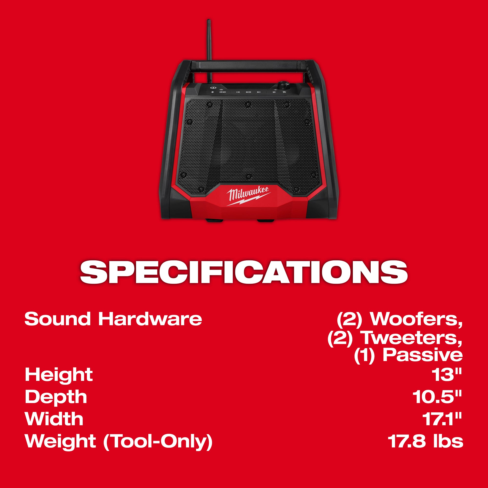 MILWAUKEE 2956-20 M18 BLUETOOTH® JOBSITE RADIO + CHARGER