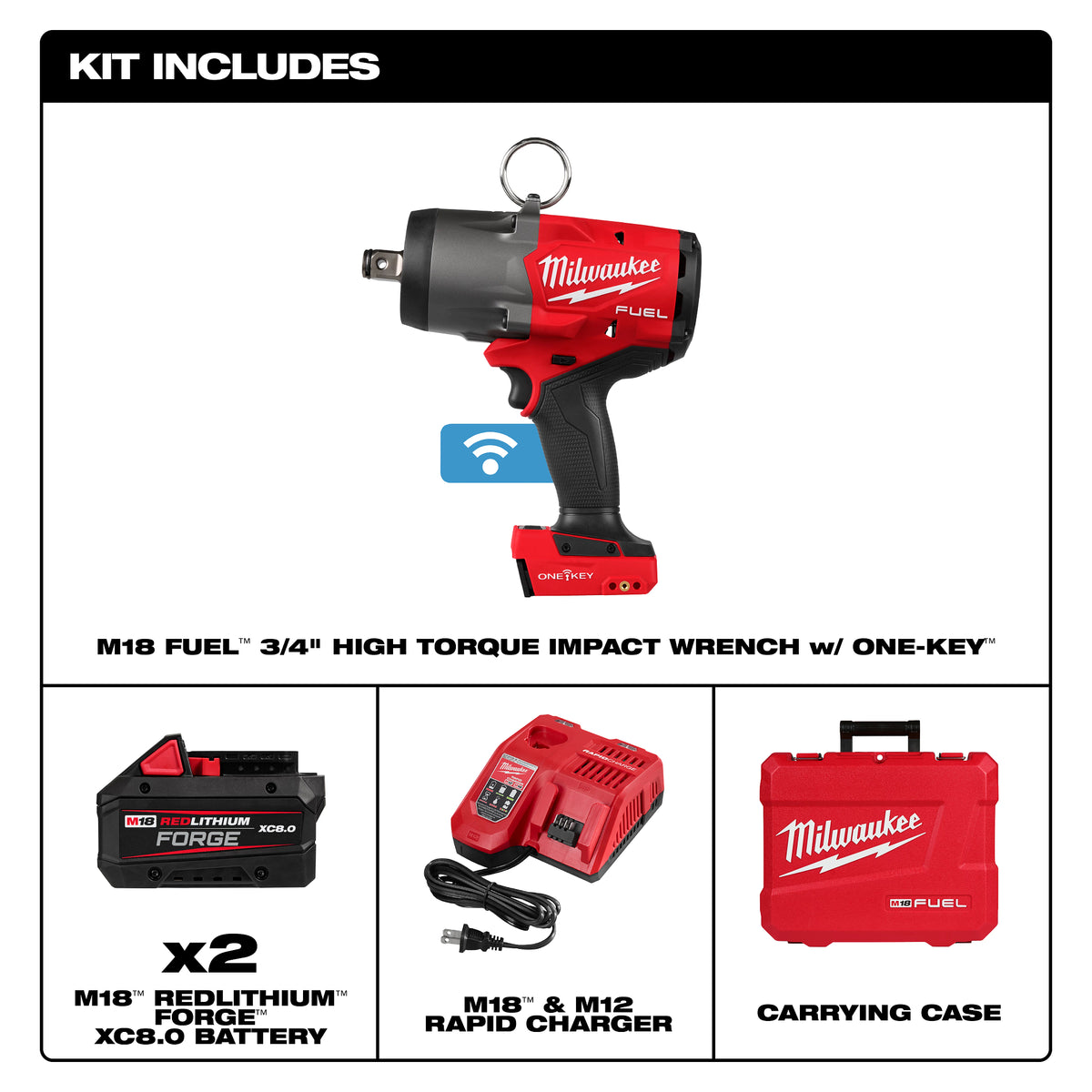 Items included in the Milwaukee 2964-22 Kit