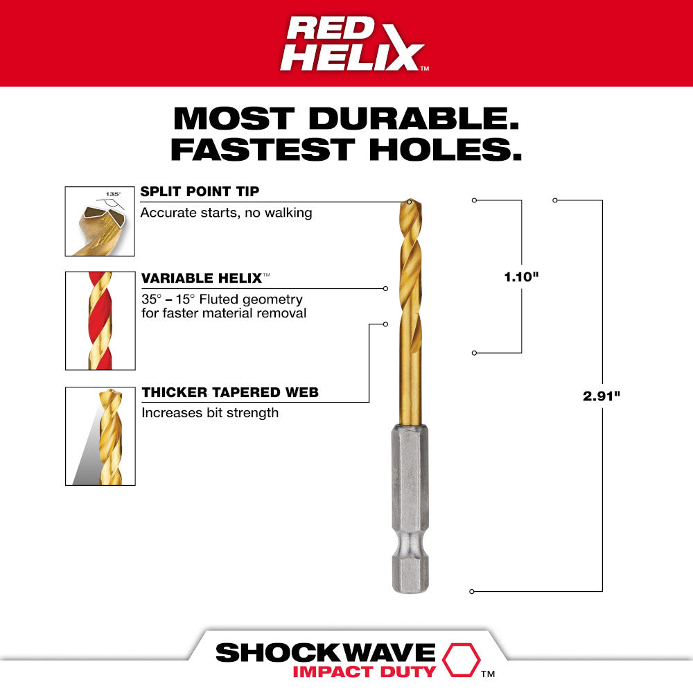 Milwaukee 48-89-4608 – 11/64 Zoll Titan SHOCKWAVE™ Bohrer