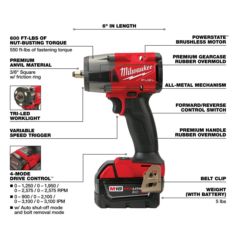 Milwaukee 3010-22 - M18 FUEL™ 1/2" HTIW & 3/8" MTIW Automotive Combo Kit