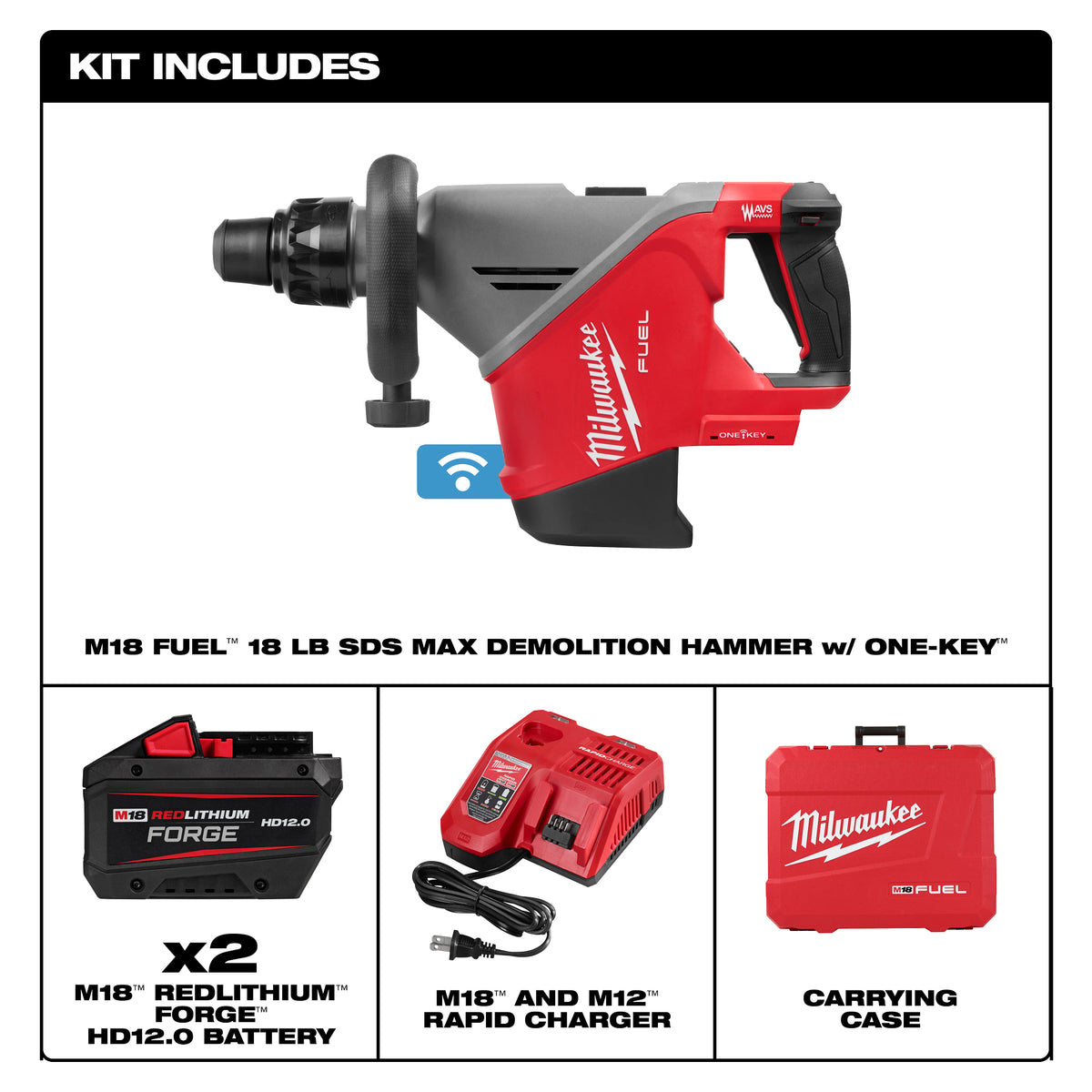 M18 FUEL™ 18 lb SDS MAX Demolition Hammer Kit w/ ONE-KEY™
