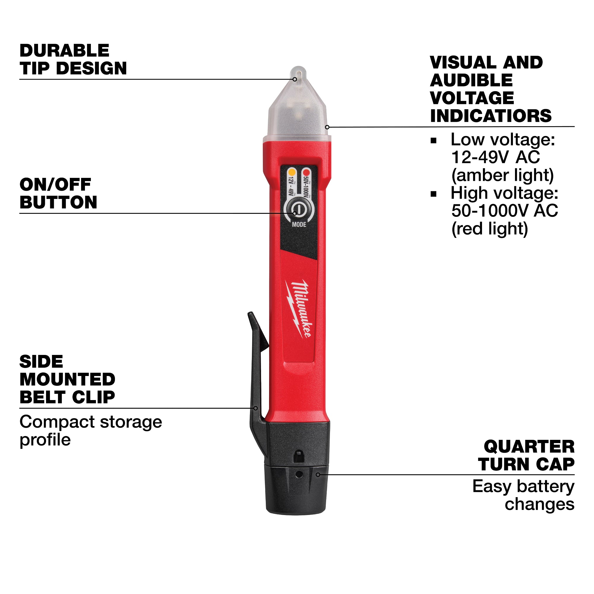 Milwaukee 3208-20 Dual Range Non-Contact Voltage Detector Angle View