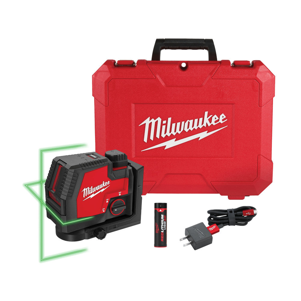 Milwaukee 3521-21 - USB Rechargeable Green Cross Line Laser