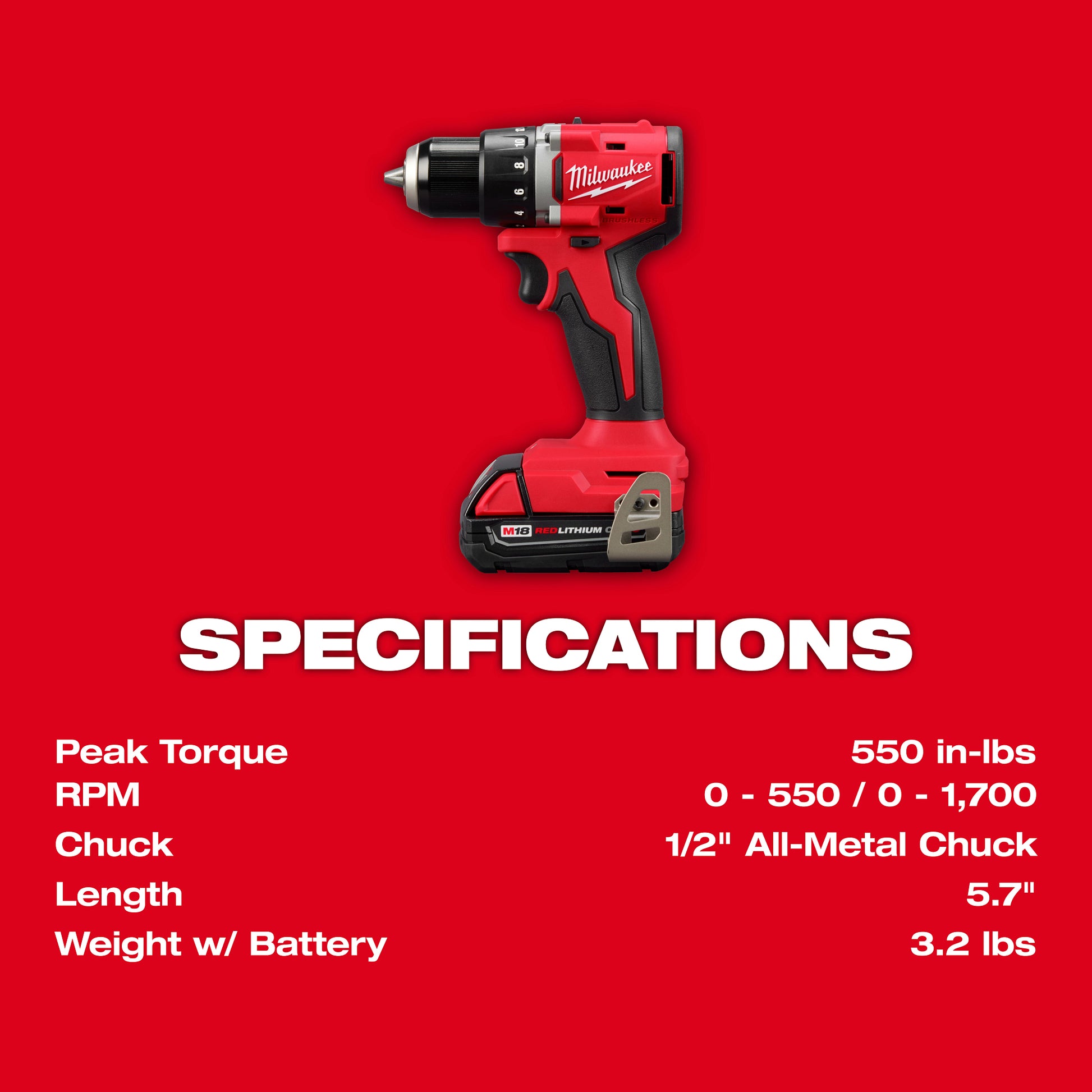 Milwaukee 3601-21CT Specifications Sheet