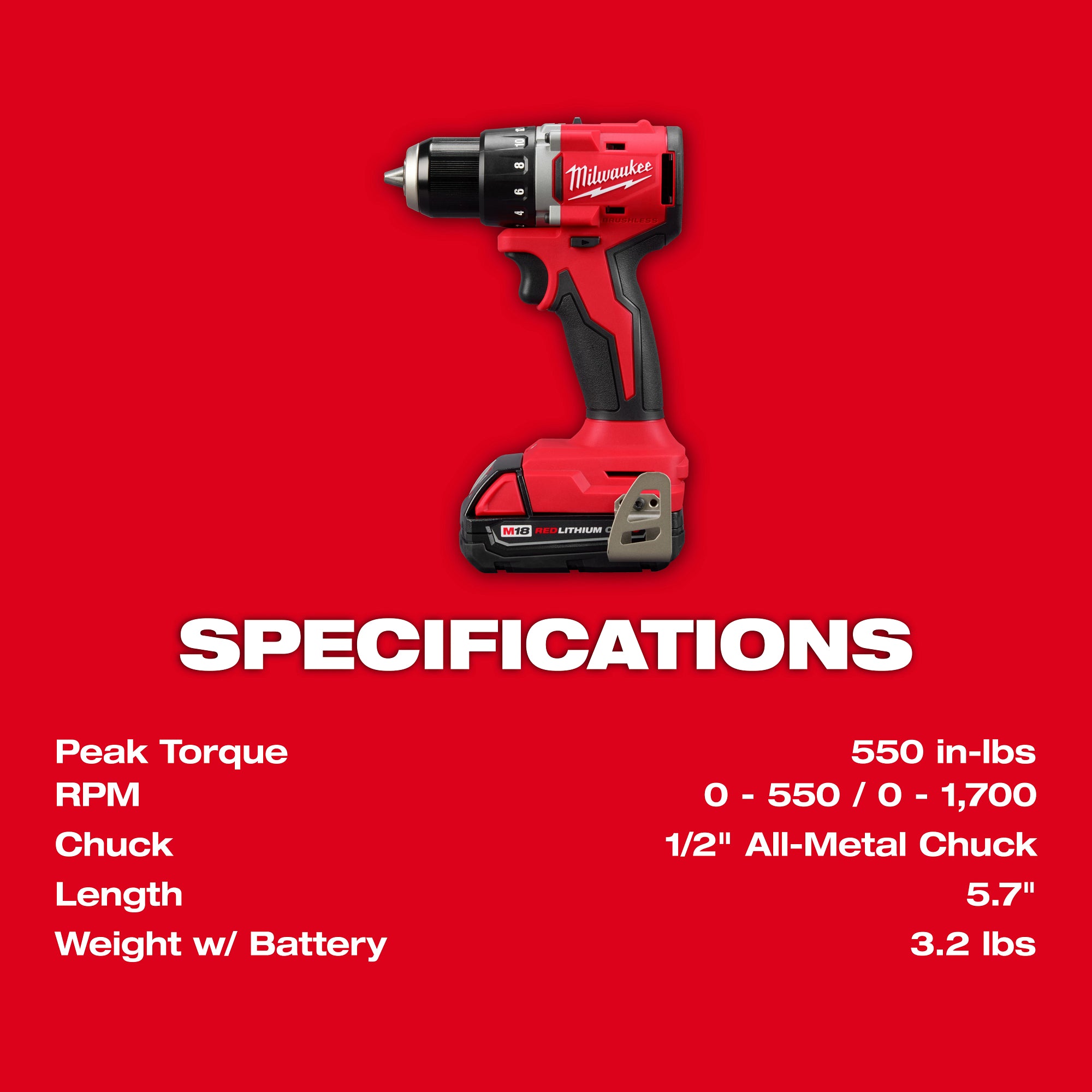Milwaukee 3601-21CT Specifications Sheet