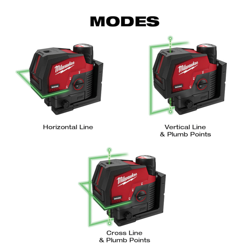 Milwaukee 3622-20 - M12™ Green Cross Line & Plumb Points Laser