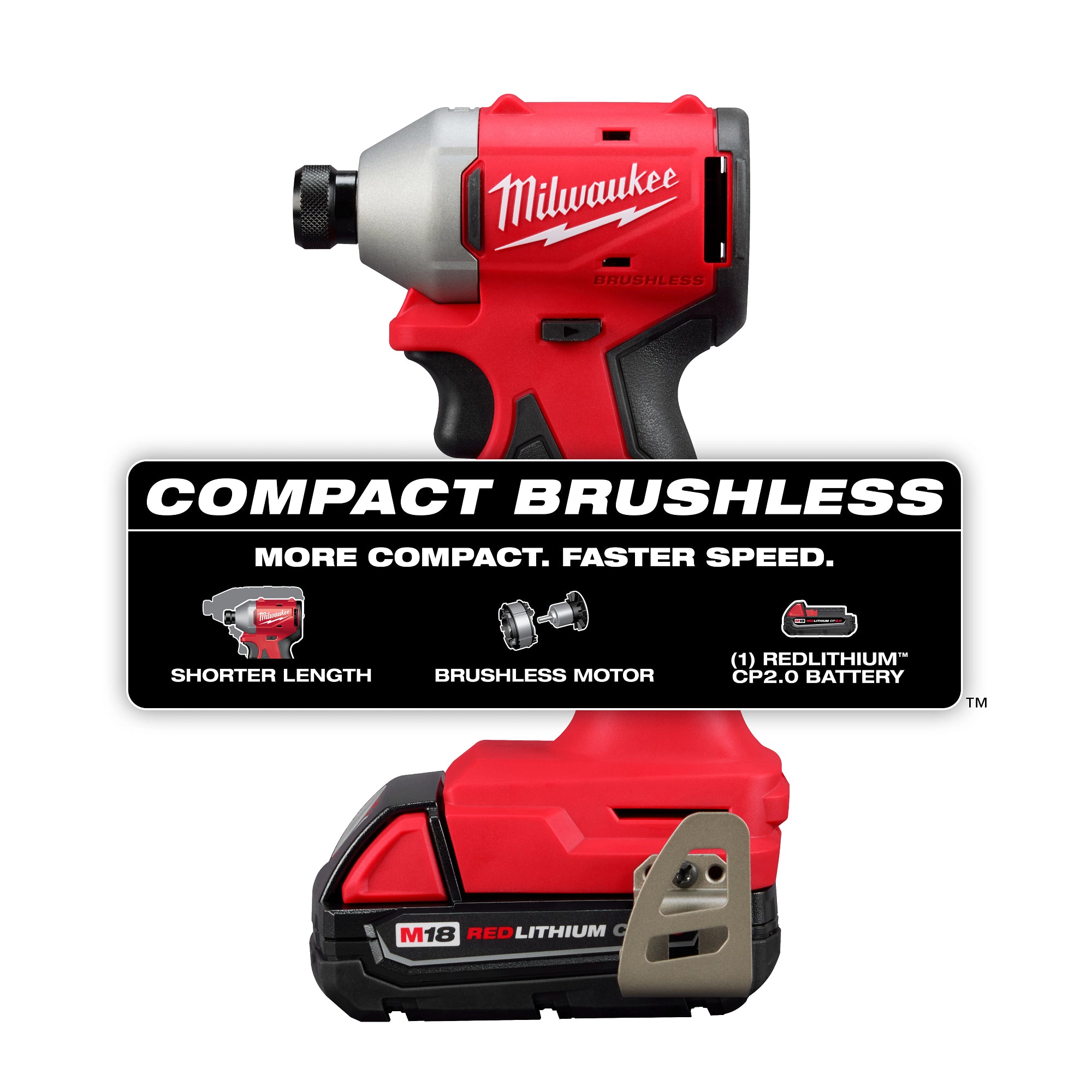 Milwaukee M18 Brushless Impact Driver unique selling points and compact size