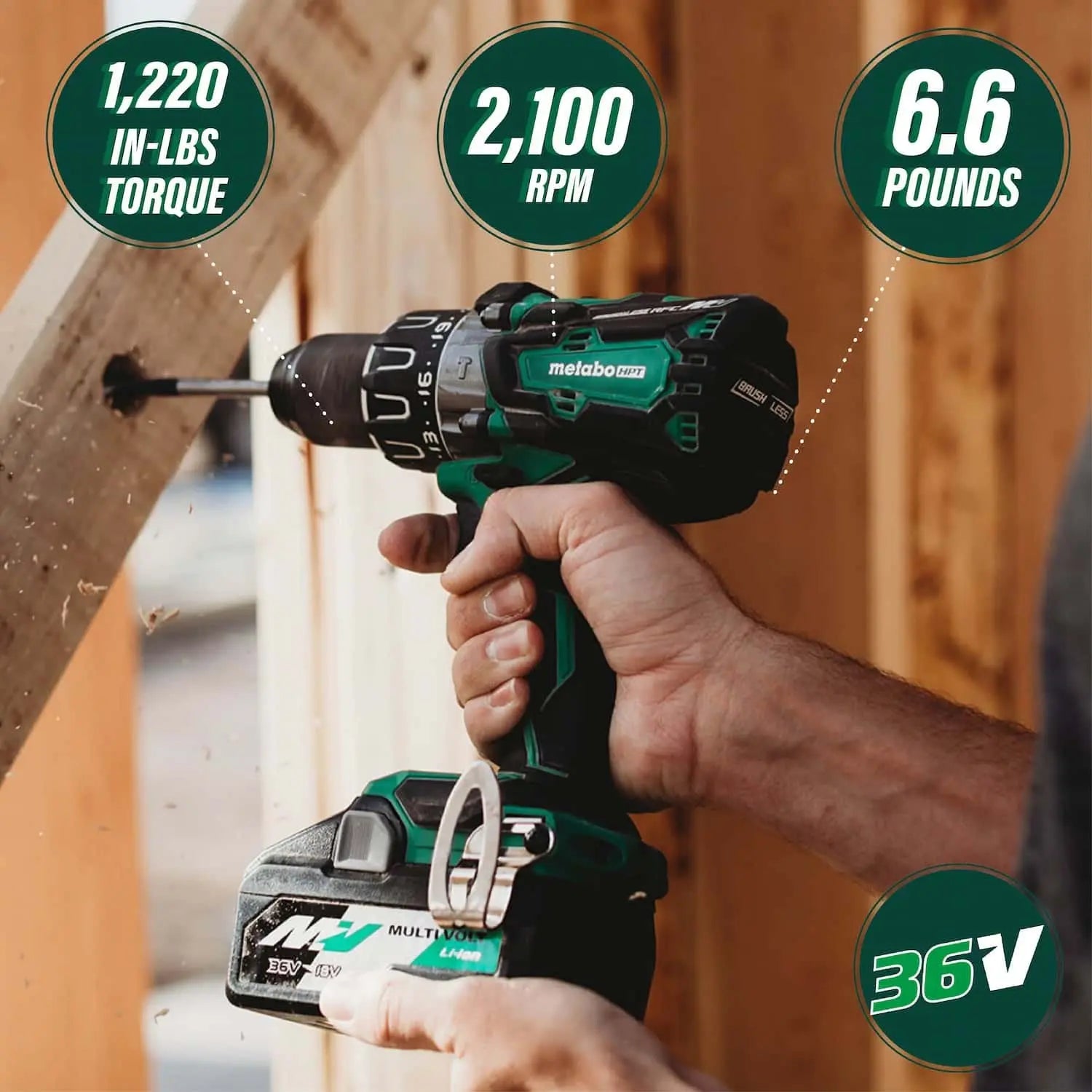 36V MultiVolt™ Brushless 1/2 Inch Hammer Drill (Tool Body Only) | Metabo HPT DV36DAQ4 METABO