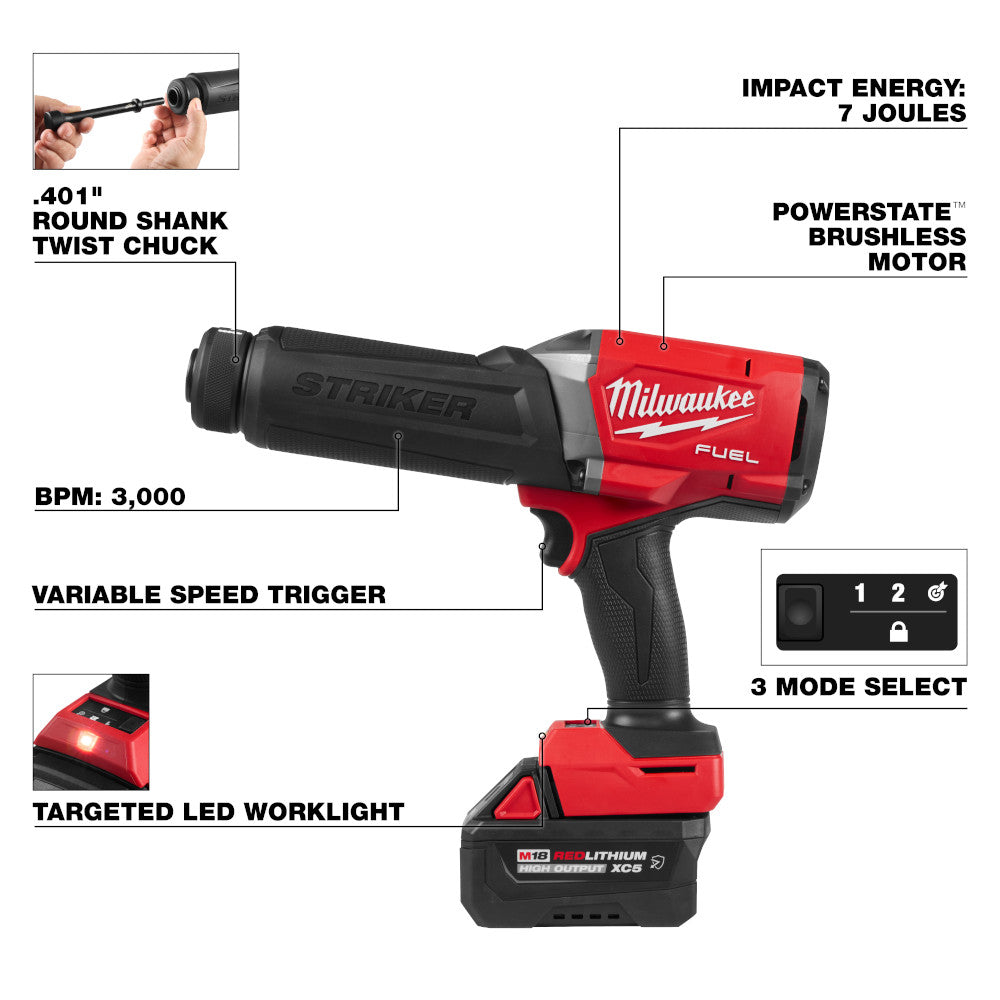 Milwaukee 3771-21 M18 FUEL™ STRIKER™ Hammer Chisel Kit