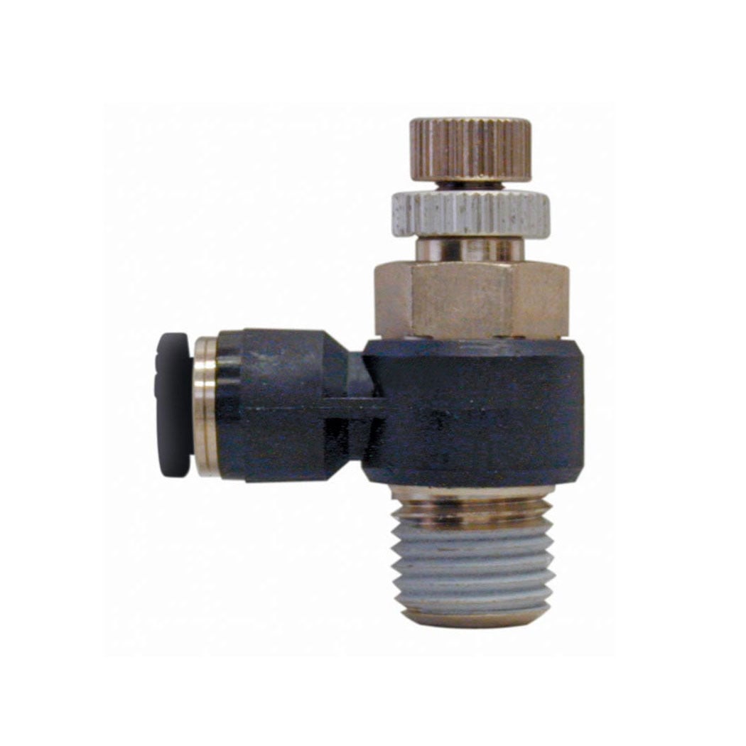 TOPRING 42.910 - 6 mm Push-to-Connect to 1/8 (M) BSPT Flow Control Valve Elbow Adapter TOPFIT (Multiple of 2)