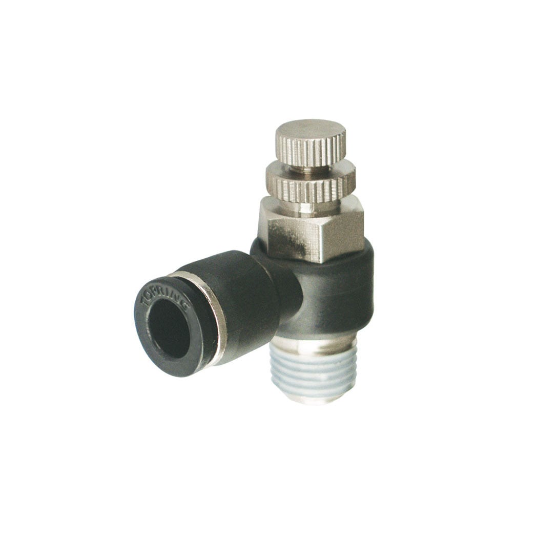TOPRING 46.916 - 8 mm Push-to-Connect to 1/4 (M) BSPT Flow Control Valve Elbow Adapter MAXFIT (Multiple of 2)