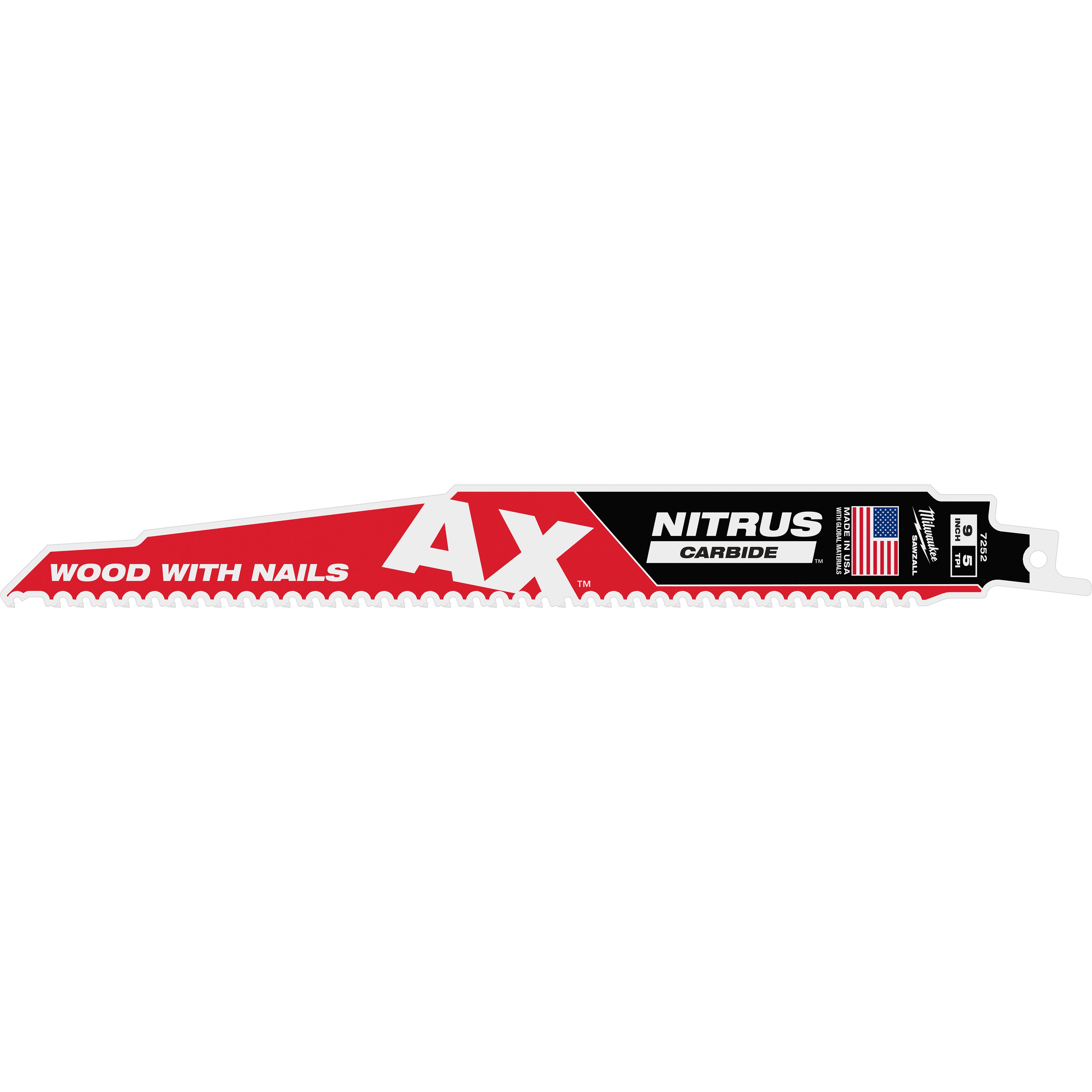 Milwaukee 48-00-7252 9 inch 5 TPI AX with NITRUS Carbide SAWZALL Blade