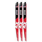 Milwaukee 48-00-7353 12 inch 5 TPI AX with NITRUS Carbide SAWZALL Blade for Wood with Nails 3-Pack