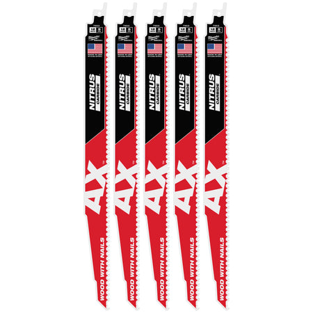 Milwaukee 48-00-7553 12-inch AX NITRUS Carbide SAWZALL Blade 5-Pack