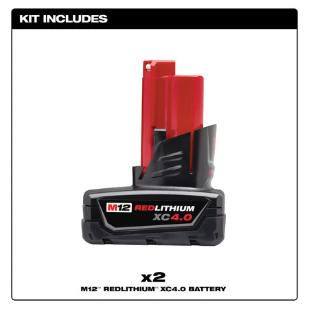 Milwaukee 48-11-2442 Package Contents - Two M12 4.0Ah Batteries