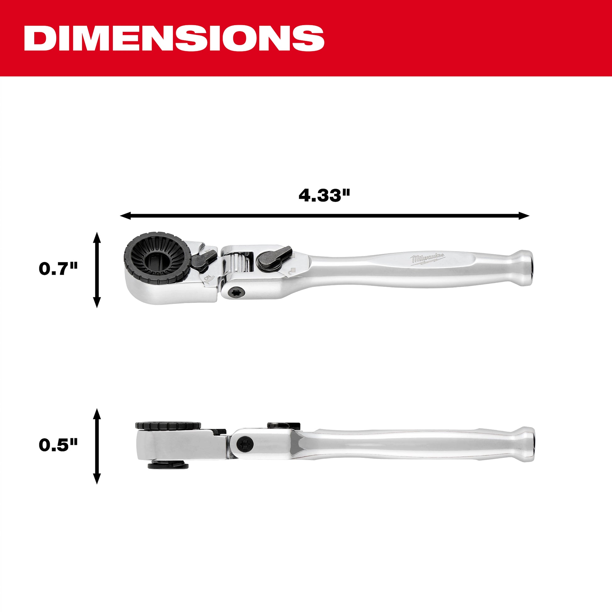 1/4” Hex Drive Mini Flex Head Bit Ratchet