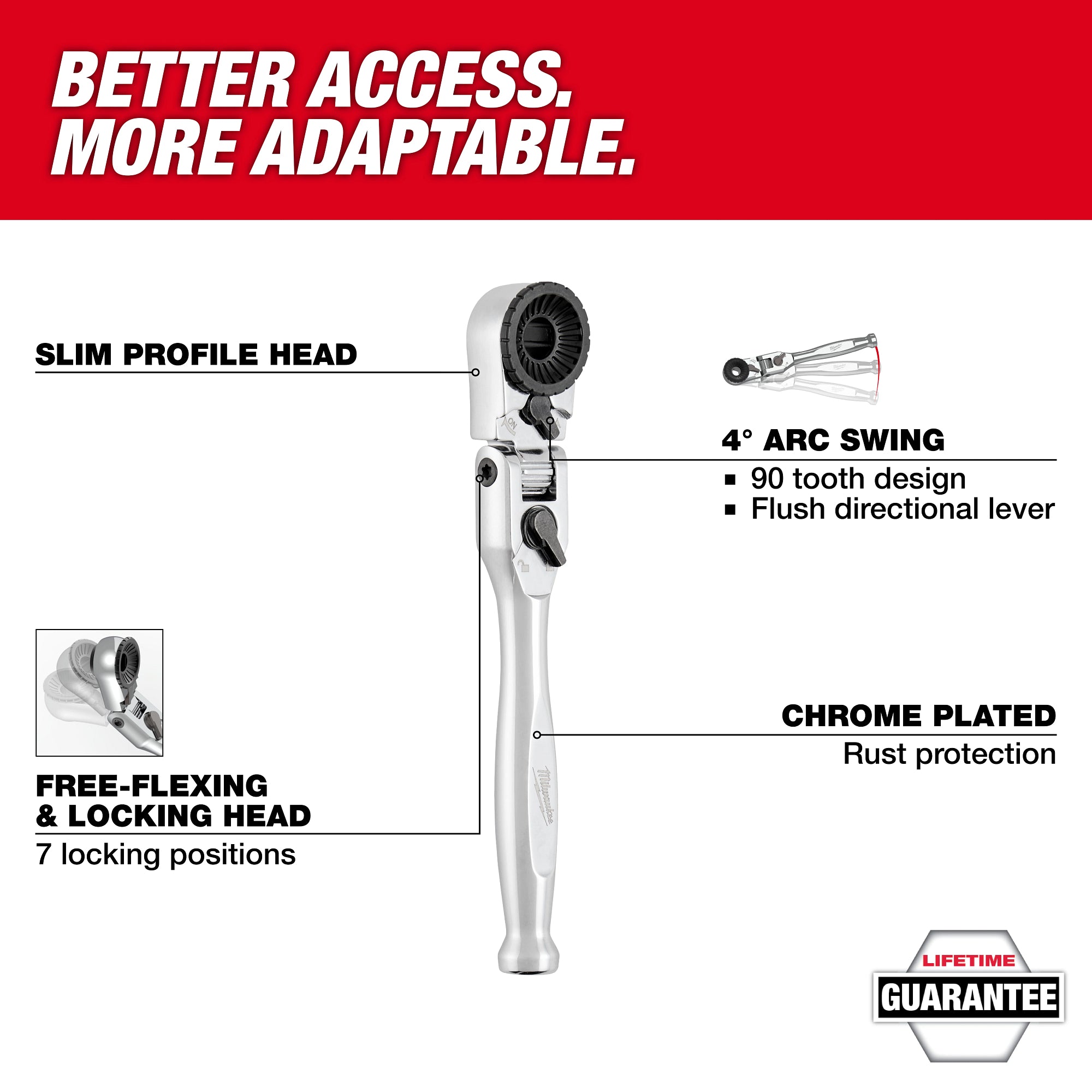 1/4” Hex Drive Mini Flex Head Bit Ratchet