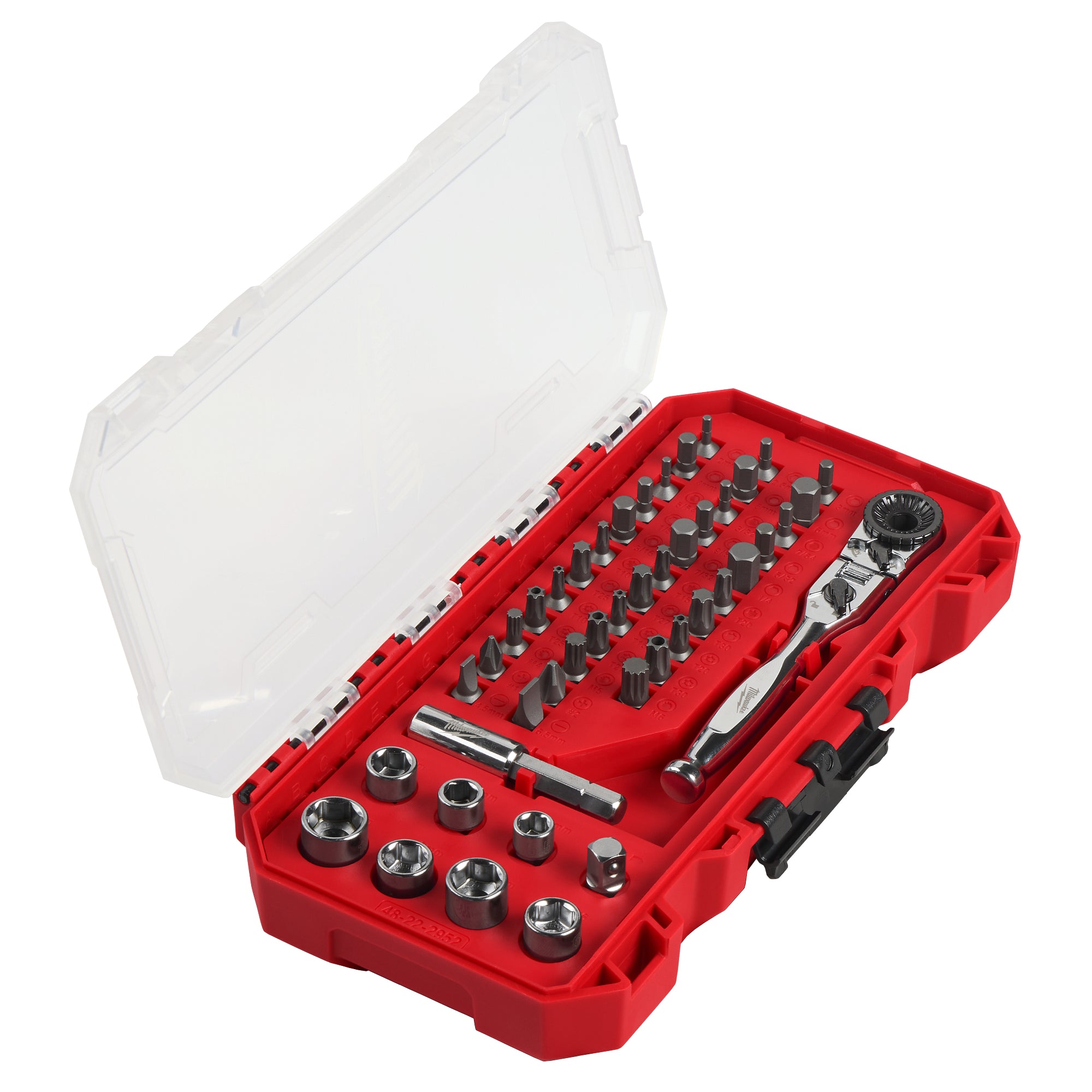 44pc. 1/4” Hex Drive Mini Flex Head Ratchet & Bit Set